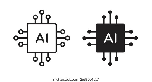 Ícone de chip AI plana logotipo preto e branco