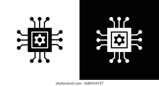 AI chip icon. flat and line style collection.