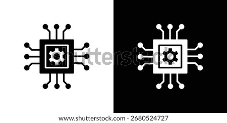 AI chip icon. flat and line style collection.