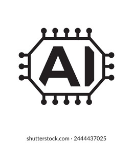 AI chip icon flat vector on white background