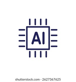 Icono de chip de IA, ideal para Sitios web de tecnología, proyectos de inteligencia artificial y Diseño gráfico que ilustran conceptos futuristas