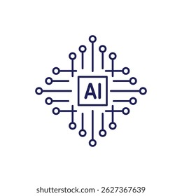Ai chip icon, ideal for technology websites, artificial intelligence projects, and graphic design illustrating futuristic concepts