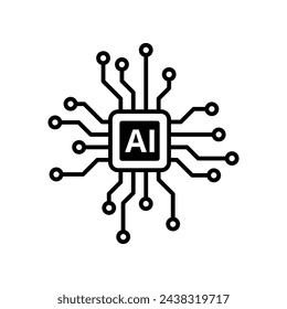 Ai chip icon isolated on white background.