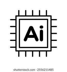 AI chip icon isolated on white background