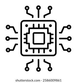 Ai chip icon in linear style 