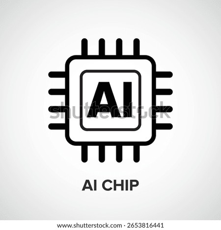 AI Chip Icon outline with white background, Advanced Artificial Intelligence Processor for Neural Networks and Machine Learning Systems icon, Vector sign. Symbol, logo illustration. Vector graphics 
