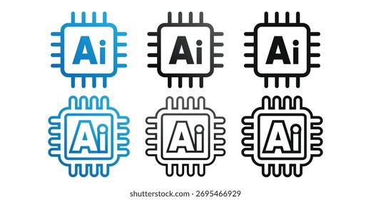 Ai Chip icon set, EPS Vector