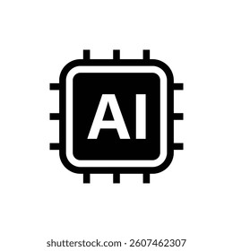 AI chip icon set featuring artificial intelligence, machine learning, and tech symbols. Perfect for tech, AI, software, digital services, innovation, and futuristic design.