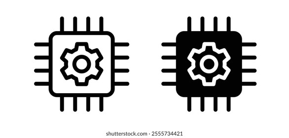 AI chip icon symbol collection on white background.