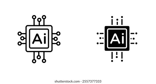 AI chip Icon vector. liner and flat style icons set.