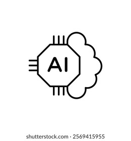 AI chip icon Vector logo outline