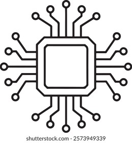 ai chip icon vector silhouette set. processor with artificial intelligence ai.