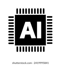 AI-Chip-Symbol-Vektorgrafik mit einfachem Design.Symbol für künstliche Intelligenz
