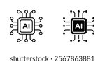 AI chip icons collection in Filled flat and thin line style.