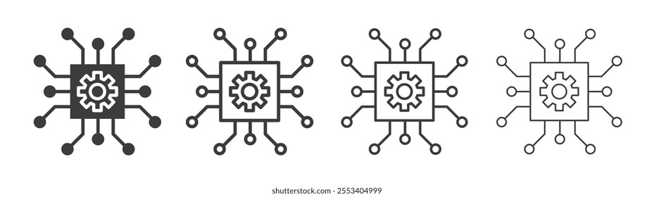 AI chip icons collection. vector set in black color