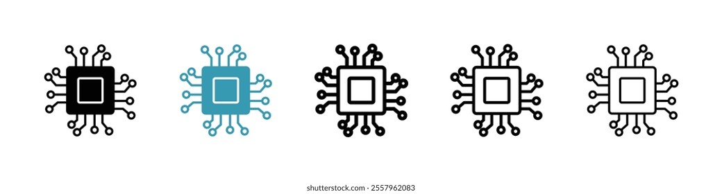 AI chip icons pack in black and blue.