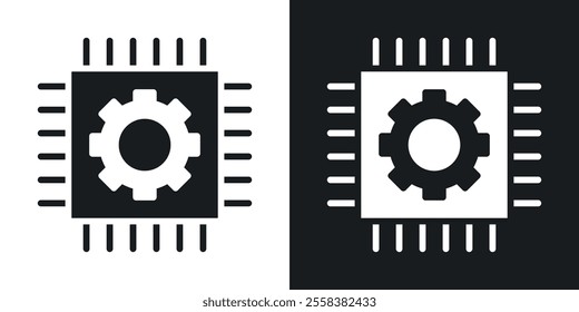 AI chip icons in solid black and white colors