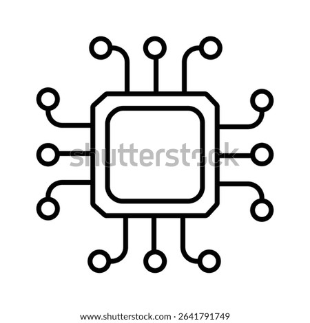 AI chip icons vector collection, cpu Processor thin line style.  Artificial intelligence AI processor chip icon. AI CPU icon collection, Vector illustration.