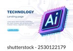 Ai chip, innovation tech, ai art technology. Vector illustration