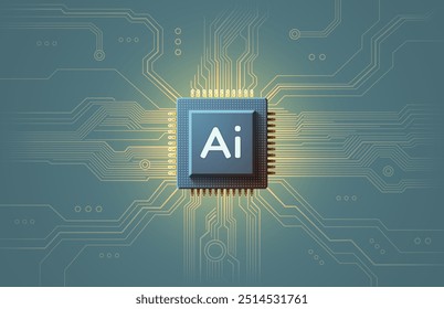 Ai chip, innovation tech, ai art technology. Vector illustration