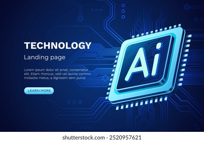 Ai chip, tecnologia de inovação, ai art tecnologia. Ilustração vetorial