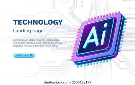 Ai chip, innovation tech, ai art technology. Vector illustration