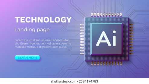 Ai chip, innovation tech, ai art technology. Vector illustration