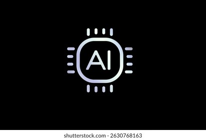 AI chip logo with futuristic microprocessor icon and tech glow. Suitable for artificial intelligence apps, machine learning, smart tech branding. Clean minimal symbol. Vector illustration.