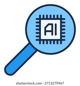 Chip AI en el concepto de Tecnología de la lupa Vector AI icono de color o elemento de logotipo