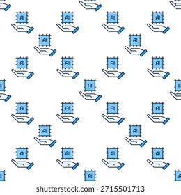 AI Chip na mão vetor Inteligência Artificial conceito colorido padrão sem emenda