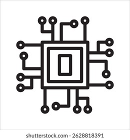 AI chip simple line icon