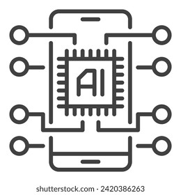 AI-Chip auf Smartphone, Vektorgrafik Neuer Entwurf für Mobiltechnologie - Rahmensymbol oder Design-Element