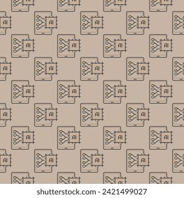 AI Chip in Tablet vector Artificial Intelligence concept colored seamless pattern
