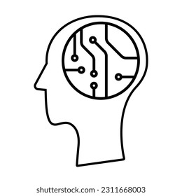AI chip technological brain  Artificial intelligence. Vector illustration of brain.
