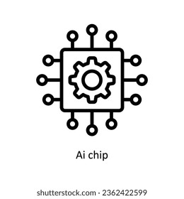 Ai Chip vector  outline Icon Design illustration. Artificial intelligence Symbol on White background EPS 10 File
