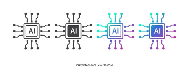  AI chips digital technology on a white background. AI computer processor Digital technology artificial intelligence concept design. Icon element for application and web. Vector illustration.
