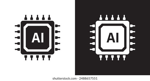 AI chips icon. Futuristic artificial intelligence symbol. Processor chip icon. Computer help assistant. Large data processing, database concept. Vector illustration for web, apps, UX and UI.