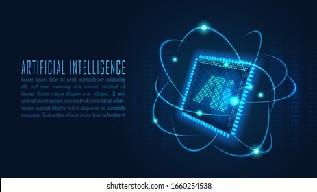Ai chipset with data analytic process in futuristic concept suitable for future technology artwork , Responsive web banner