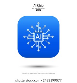 AI Chipset icon. 3d button minimal modern design style for Apps, Websites, Interfaces, and mobile apps. AI enters by command prompt to generate ideas. UI, UX design, Vector illustration.