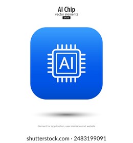 AI Chipset icon. 3d button minimal modern design style for Apps, Websites, Interfaces, and mobile apps. AI enters by command prompt to generate ideas. UI, UX design, Vector illustration.