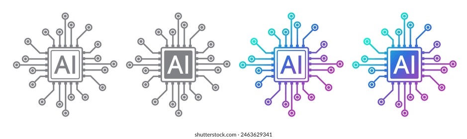 AI Chipset icon. Artificial intelligence technology concept design, Machine learning and generate by chip, Vector illustration for web, UX and UI.