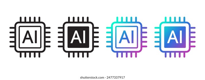 AI Chipset icon. Artificial intelligence technology concept design, Machine learning and generated by chip, Vector illustration for web, UX and UI.