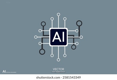 AI chipset icon symbol of artificial intelligence file symbol CPU memory or processor chip vector illustration