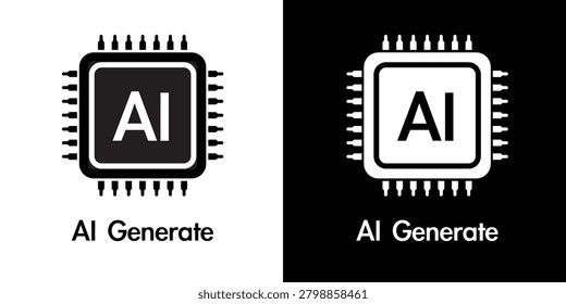 AI chipset icon vector featuring a text-to-image generation processor technology symbol with a futuristic microchip and neural network circuit design. Modern and clean illustration representing generative AI systems, machine learning models, deep learning processors, data computation, and digital creativity tools. Suitable for AI platforms, SaaS products, software interfaces, tech branding, cloud services, and innovation concepts. Fully editable EPS vector ideal for professional digital and print use.