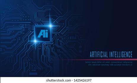 Ai chipset on circuit board in futuristic concept suitable for future technology artwork , Responsive web banner