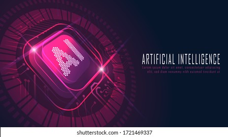 Ai chipset on circuit board in futuristic concept suitable for future technology artwork , Responsive web banner