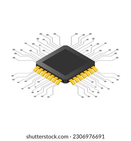 Ai chipset on circuit board in futuristic concept suitable for future technology artwork , Responsive web banner isometric vector