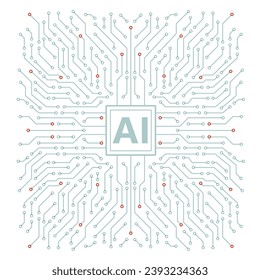 Chipset Ai en el fondo de la placa de circuito. Concepto futurista. Antecedentes de tecnología de alta tecnología