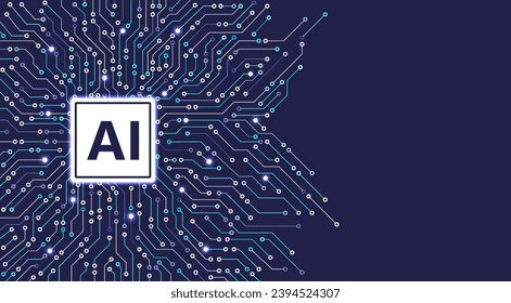 Ai chipset on circuit board background. Futuristic concept. High-tech technology background