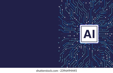 Ai chipset on circuit board background. Futuristic concept. High-tech technology background